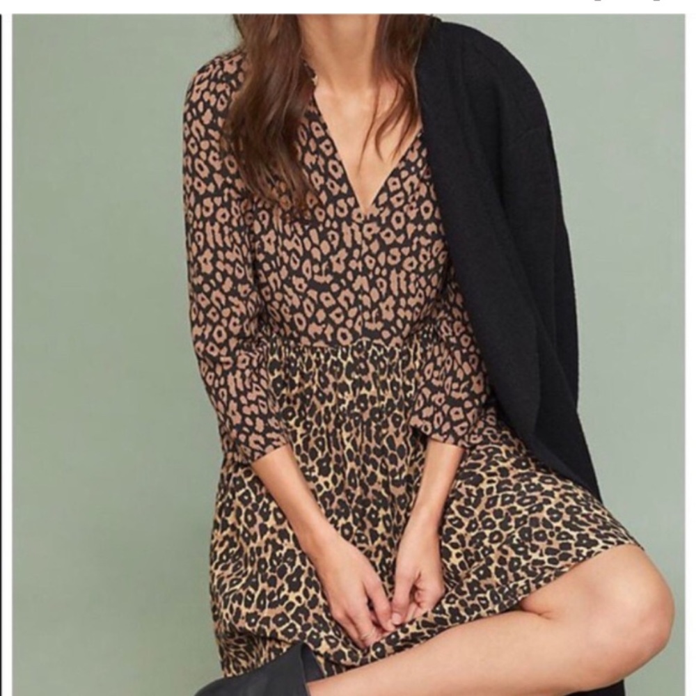 Anthropologie Maeve Juno Leopard Print Dress